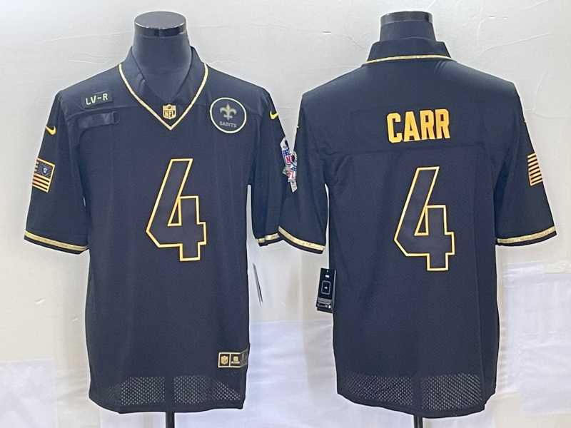 Men%27s New Orleans Saints #4 Derek Carr Black Gold 2020 Salute To Service Stitched NFL Nike Limited Jersey